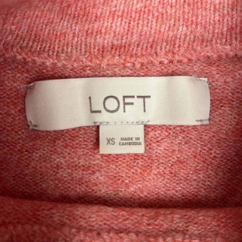 Ann Taylor LOFT Marled Mock Neck Sweater XS Coral Pink Cozy Knit